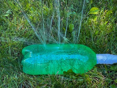 finished soda bottle sprinkler