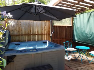 Hot tub and bistro table
