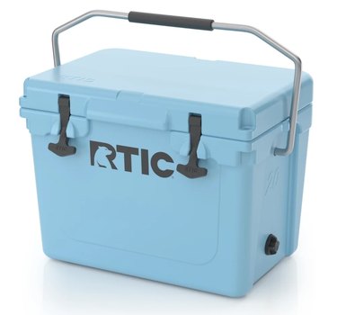 RTIC 20 Rotomolded Cooler in sky blue against a white background