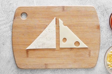Tortilla and cheese "sails" for bread boat