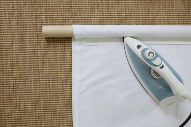 Ironing hem tape to create rod pocket for dowel