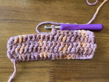 The beginnings of a crochet scarf