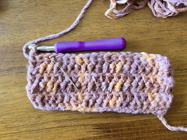 The beginnings of a crochet scarf
