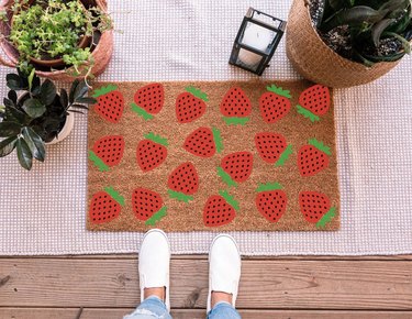 Strawberry-printed doormat