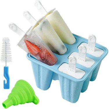 6PC/1 Set Reusable Ice Pop Molds Makers Drip-Guard Handle Easy-Release Ice Cube Tray Molds Popsicle Molds 