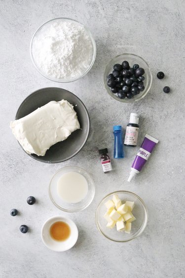 Ingredients for blueberry cheesecake dip