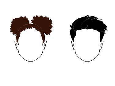 Filled in outline hair for two heads