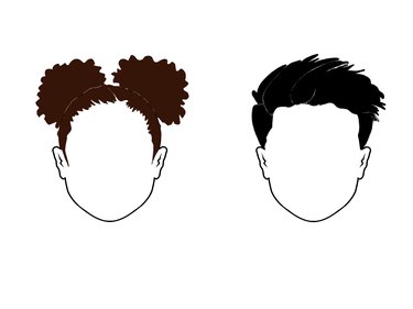 Filled in outline hair for two heads