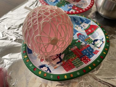 String art on a pink balloon