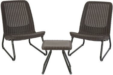 Keter Resin Wicker Patio Furniture Set in Whiskey Brown finish