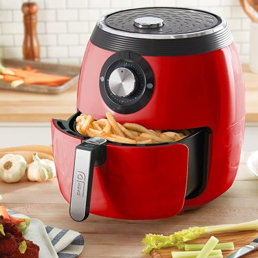 DASH Deluxe Electric Air Fryer + Oven Cooker With Temperature Control – Red