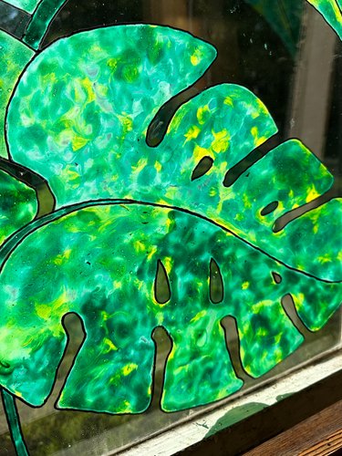 closeup of faux stained glass