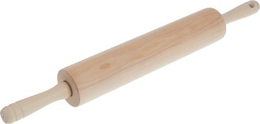 J.K. Adams traditional "American-style" maple rolling pin, shown in 3/4 view on a white ground.