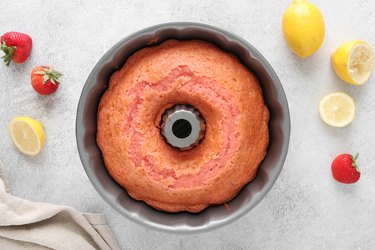Strawberry lemonade cake in a Bundt pan