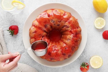 Strawberry lemonade cake with strawberry glaze on top