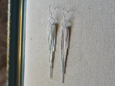 Pair of silver tassel fringe earrings
