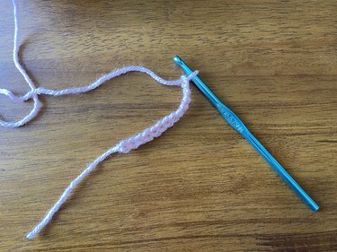 Foundation chain on a crochet hook