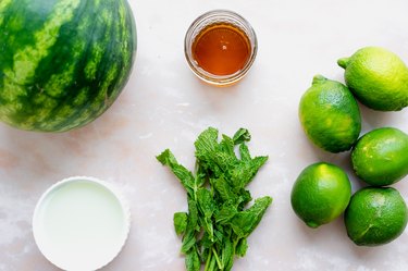 ingredients for watermelon lime slushie.