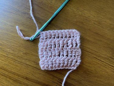 Four rows of long treble crochet stitches