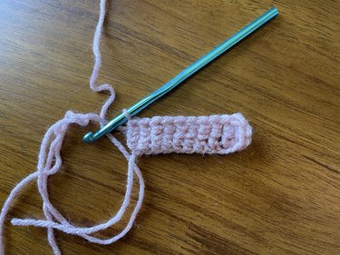 A row of long treble crochet stitches