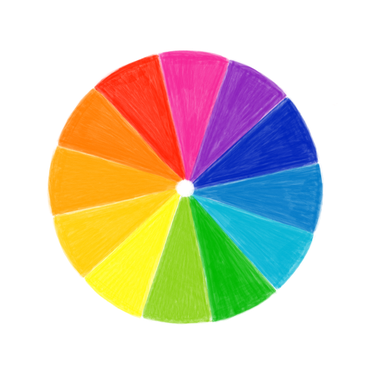A color wheel in a rainbow of colors