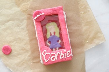 Barbie box cookies with royal icing