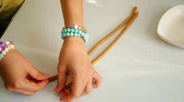 pinching the tapioca dough