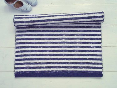 Nautical striped throw rug