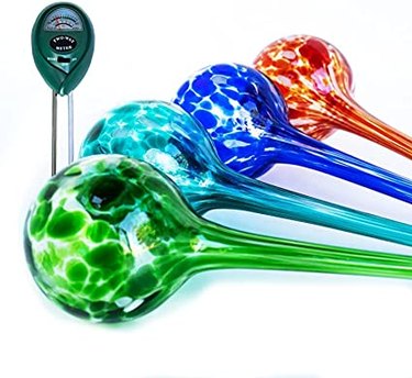 Coltswold 4 plant watering globes hold 7 ounces of water, are easy to use as they are beautiful.