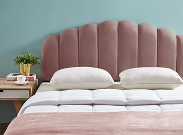 Rose-colored scalloped headboard