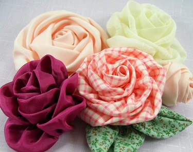 Four fabric flowers