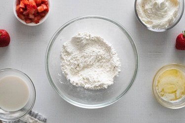 Dry ingredients for strawberry cake