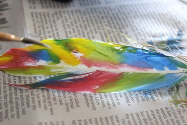 several watercolors on feather