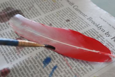 painting an ombre effect on a feather