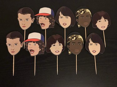 Stranger Things characters on cupcake toppers