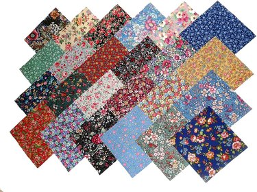 Many patterned fabric squares