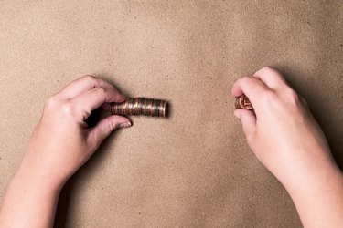 Coins stacked in a roll