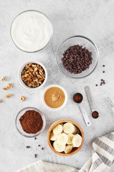 Ingredients for nutty chocolate yogurt bark