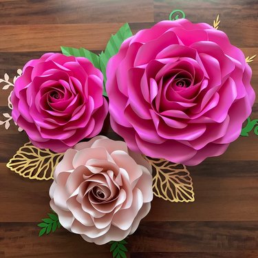 Set of 5 Large Paper Flowers, Paper Flower Kit, Flower Templates