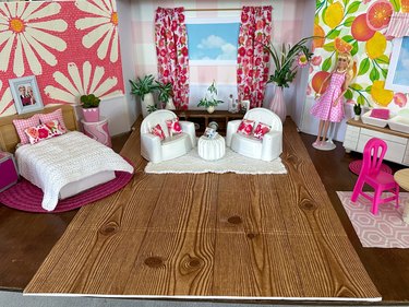 Dollhouse opened up with furniture