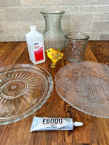 materials needed for glass bird bath