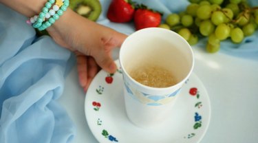 hot sugar syrup in cup