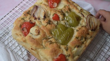 Baked focaccia bread