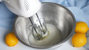 whipping egg whites in stainless steel bowl