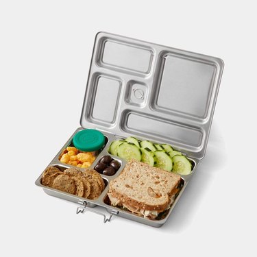 Stainless steel bento box with lunch inside