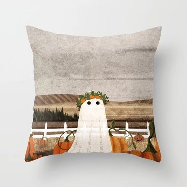 Halloween Series Pink Pumpkin Head Decorative Pillow Cover