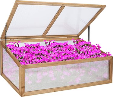 Playinyard cold frame won't bust your budget but protect your plants.