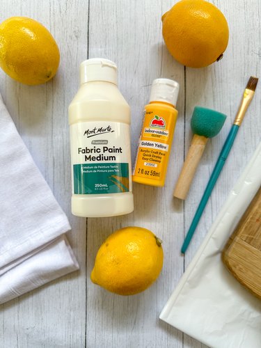 materials needed for citrus print tea towels