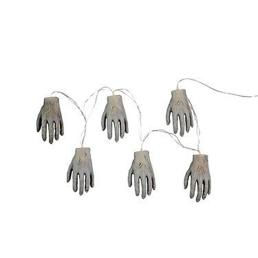 Skeleton Hands Halloween Light Set from Bed Bath & Beyond. There are six hands on the string.