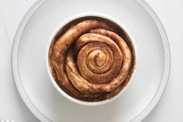 Cinnamon roll in a ramekin